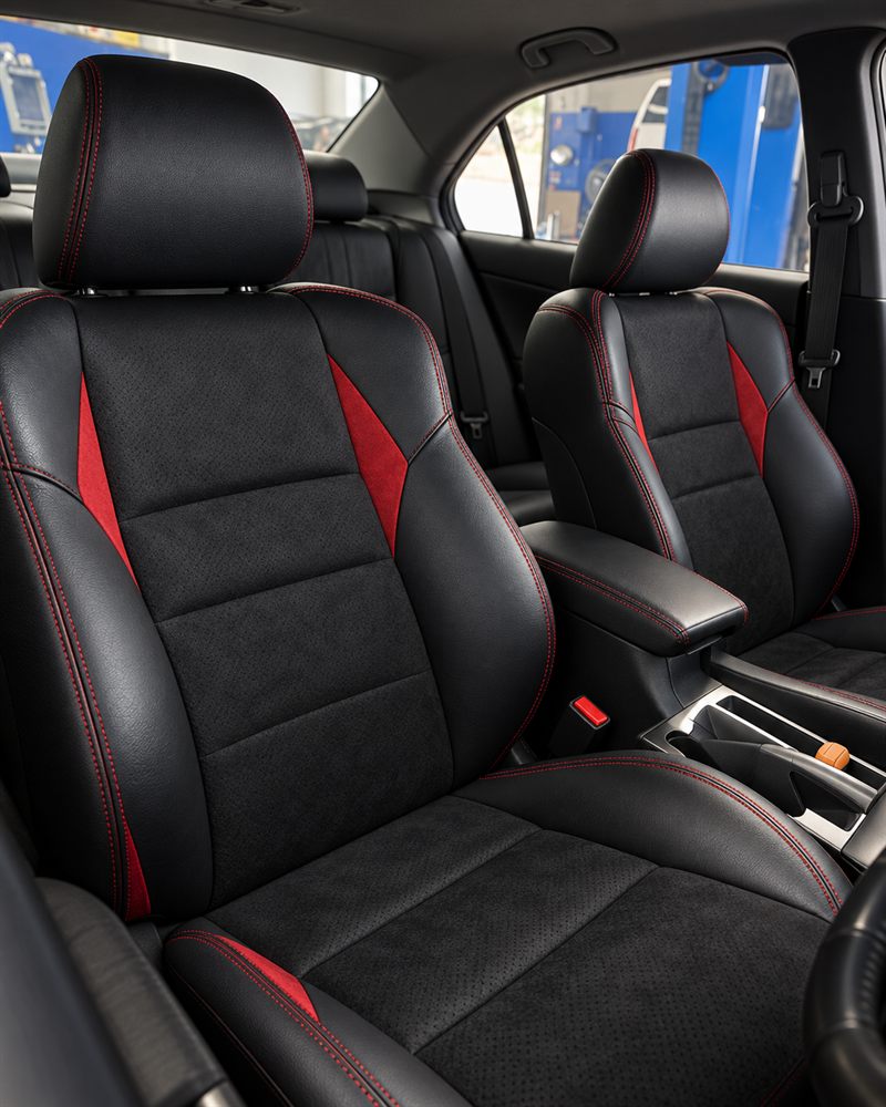 Honda Accord Euro R sports seats in black and red