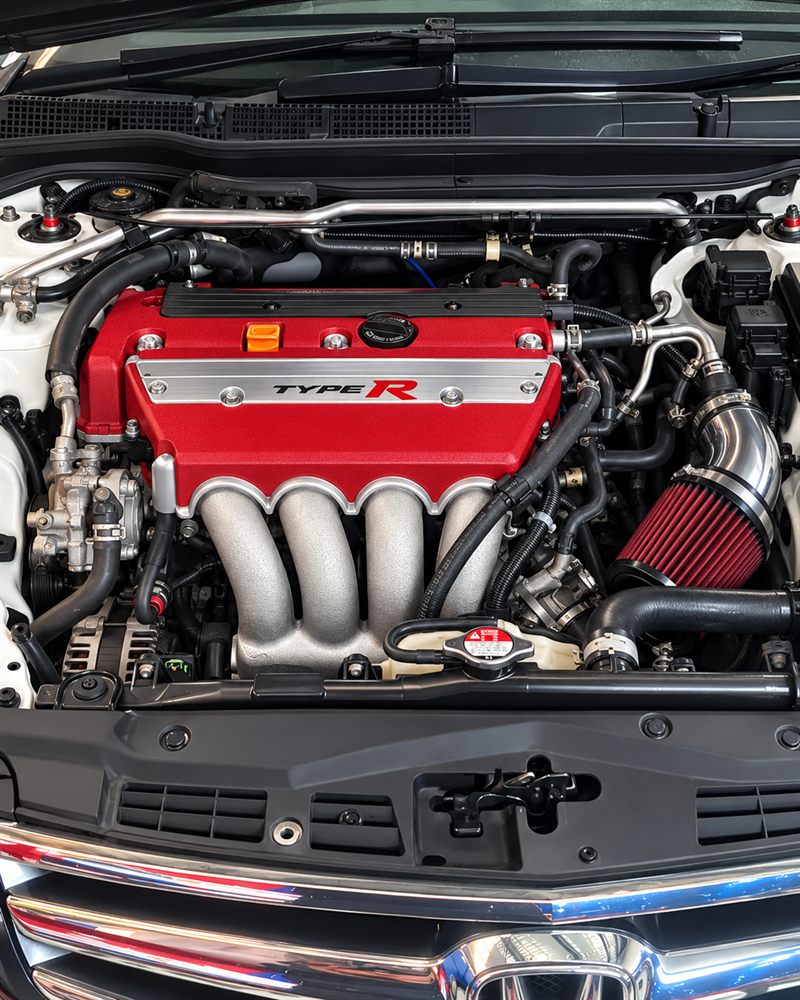Honda Type R engine bay with red cam cover