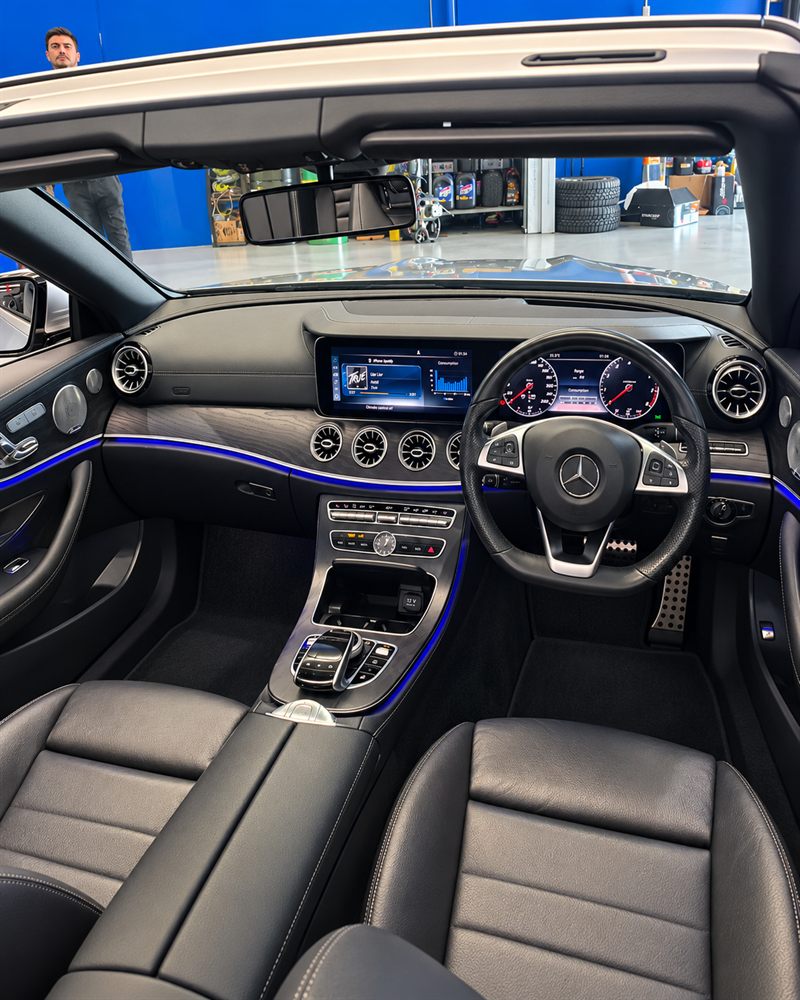 Mercedes-Benz E-Class cabriolet interior and widescreen dash