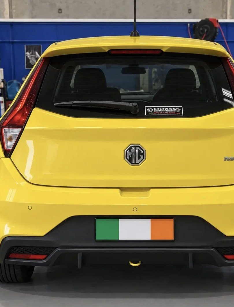 Rear of a yellow MG3 hatch