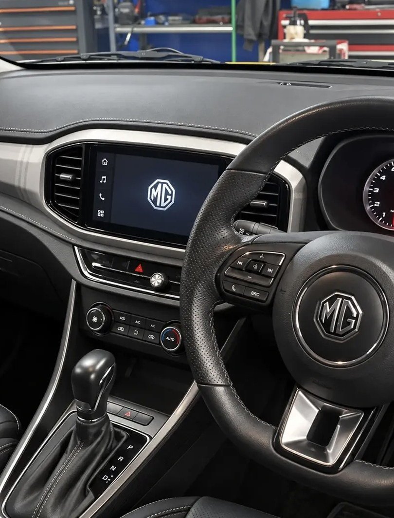 MG3 dashboard, touchscreen and steering wheel