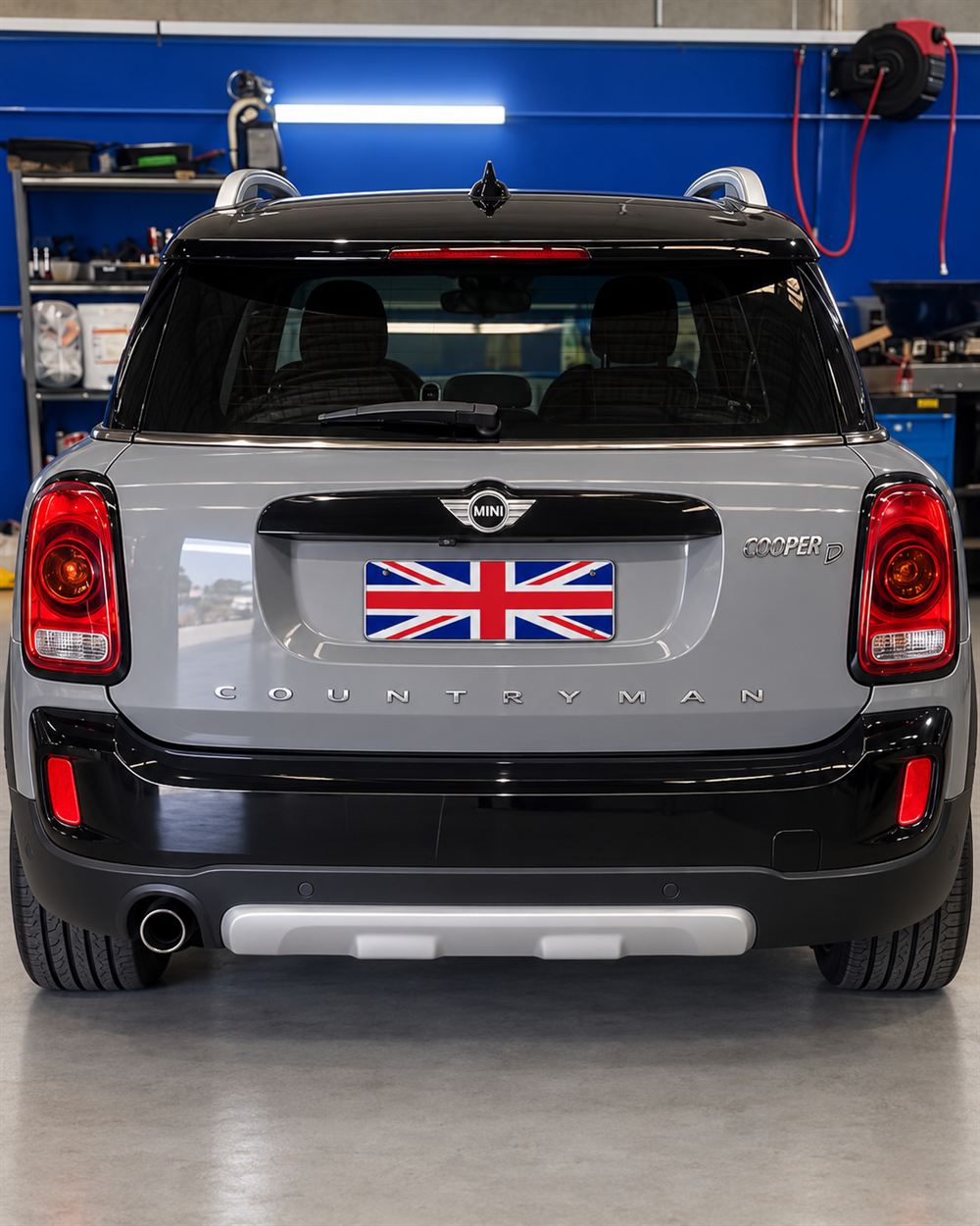 Rear of a grey MINI Countryman