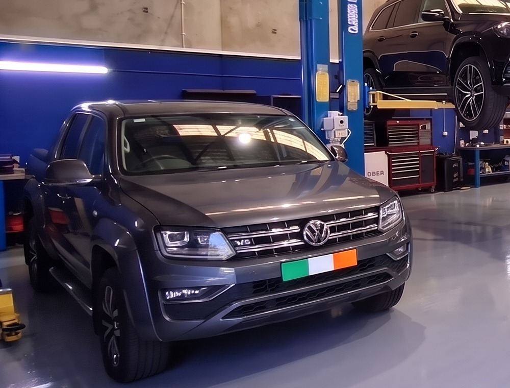 Grey Volkswagen Amarok V6 in the workshop