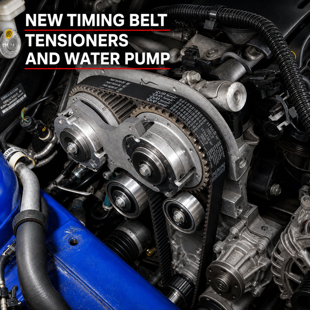 Timing belt with new tensioners and water pump fitted